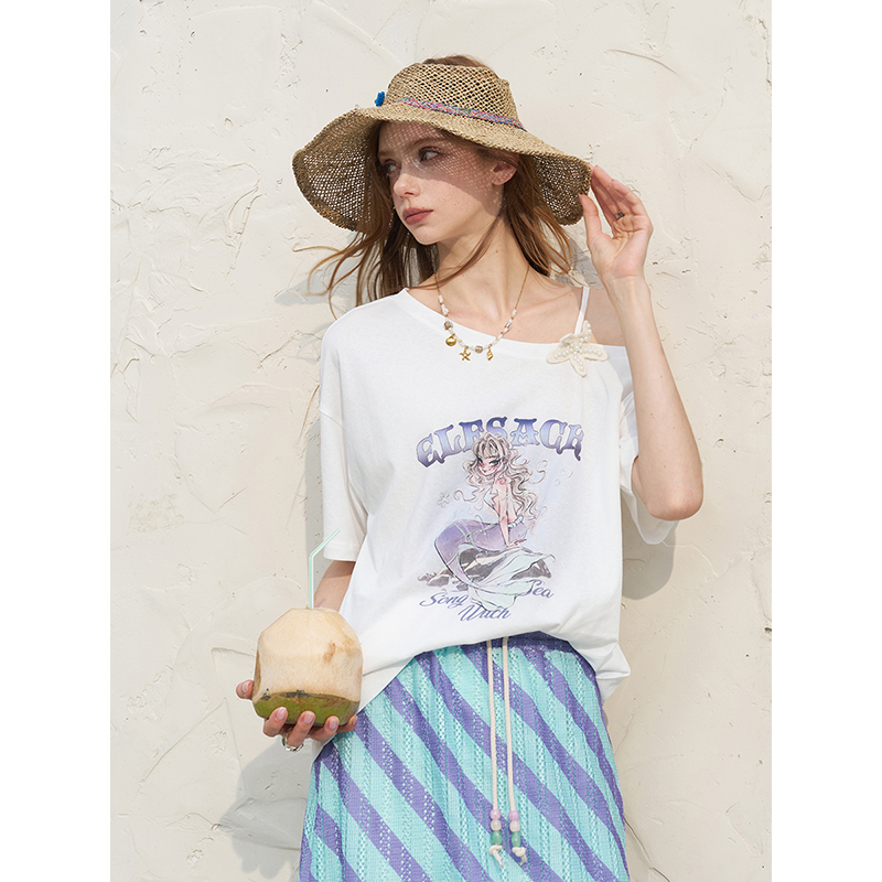 ELFSACK Women's Off Shoulder W - Tee Graphic Print review and price