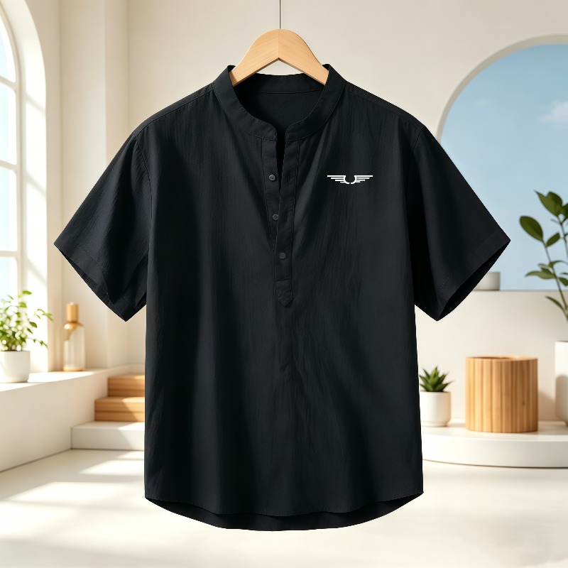 Men's cotton and linen Henley  - Linen Shirt Breathable review and price