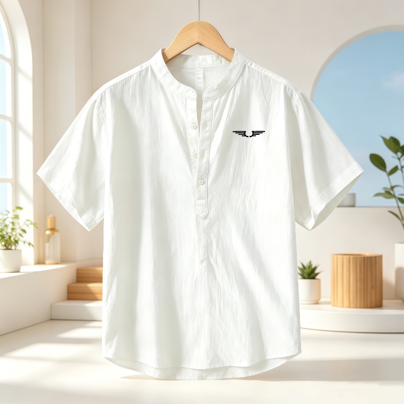 Men's cotton and linen Henley  - Linen Shirt Breathable review and price