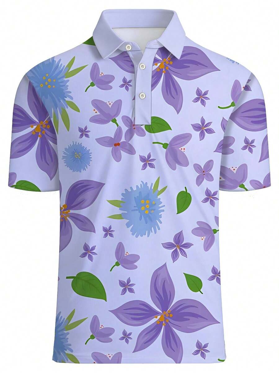 Mens Floral Print Pique Shirt  - Polo Shirt Pique review and price