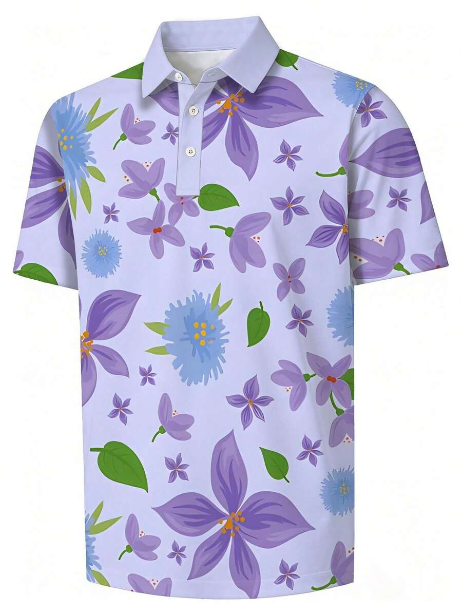 Mens Floral Print Pique Shirt  - Polo Shirt Pique review and price