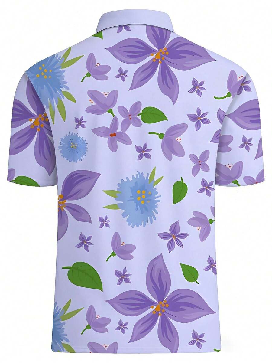 Mens Floral Print Pique Shirt  - Polo Shirt Pique review and price