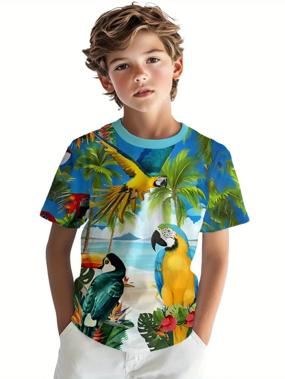 Kids' Tropical Macaw Parrots B - Tee Graphic Print review and price