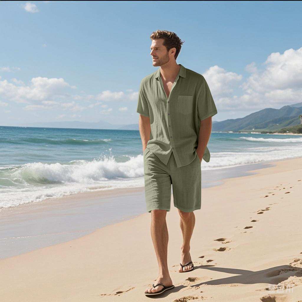 Men Linen Textured Two-Piece S - Linen Shirt Breathable review and price