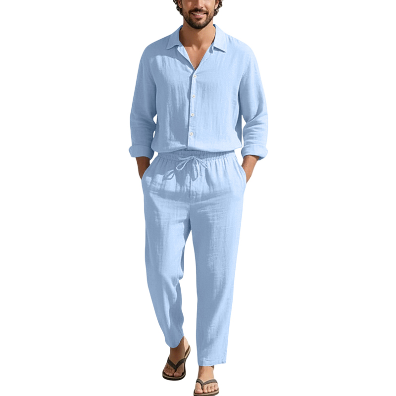 Spring Summer Linen Casual Set - Linen Shirt Breathable review and price