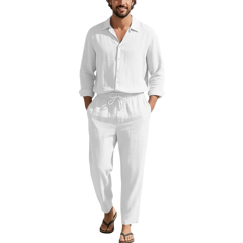 Spring Summer Linen Casual Set - Linen Shirt Breathable review and price